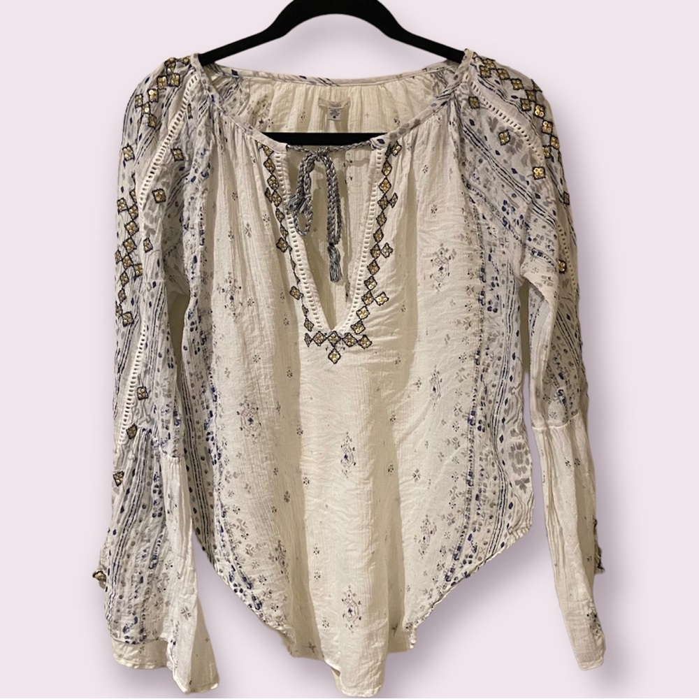 EUC Urban Outfitters Ecote Bell Long Sleeve Embellished Blouse Size M/8 - Picture 4 of 8